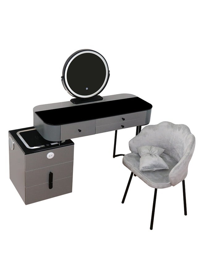 Makeup Vanity Table Dressing Table Flip Mirror With Drawers And Chair With BT Speaker ,wireless charger and USB port 