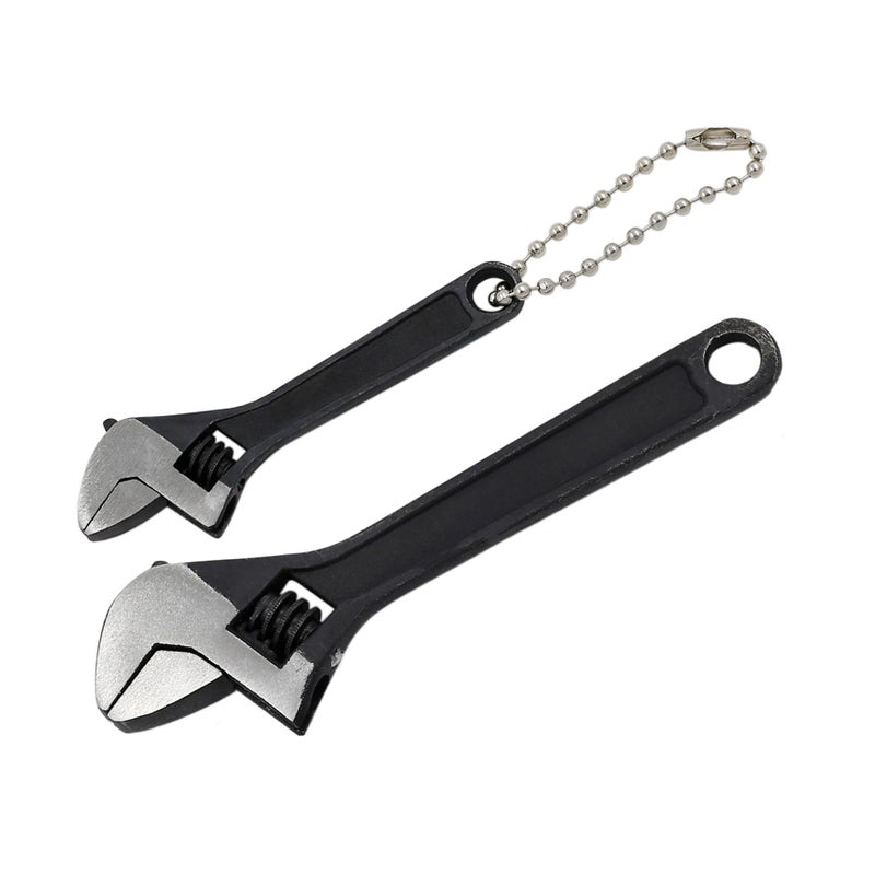 Gennel 2Pcs 2.5"" + 4"" Inch Mini Size Adjustable Wrench Black Small Adjustable Spanner Nut Wrench Repair Hand Tool - Image 1