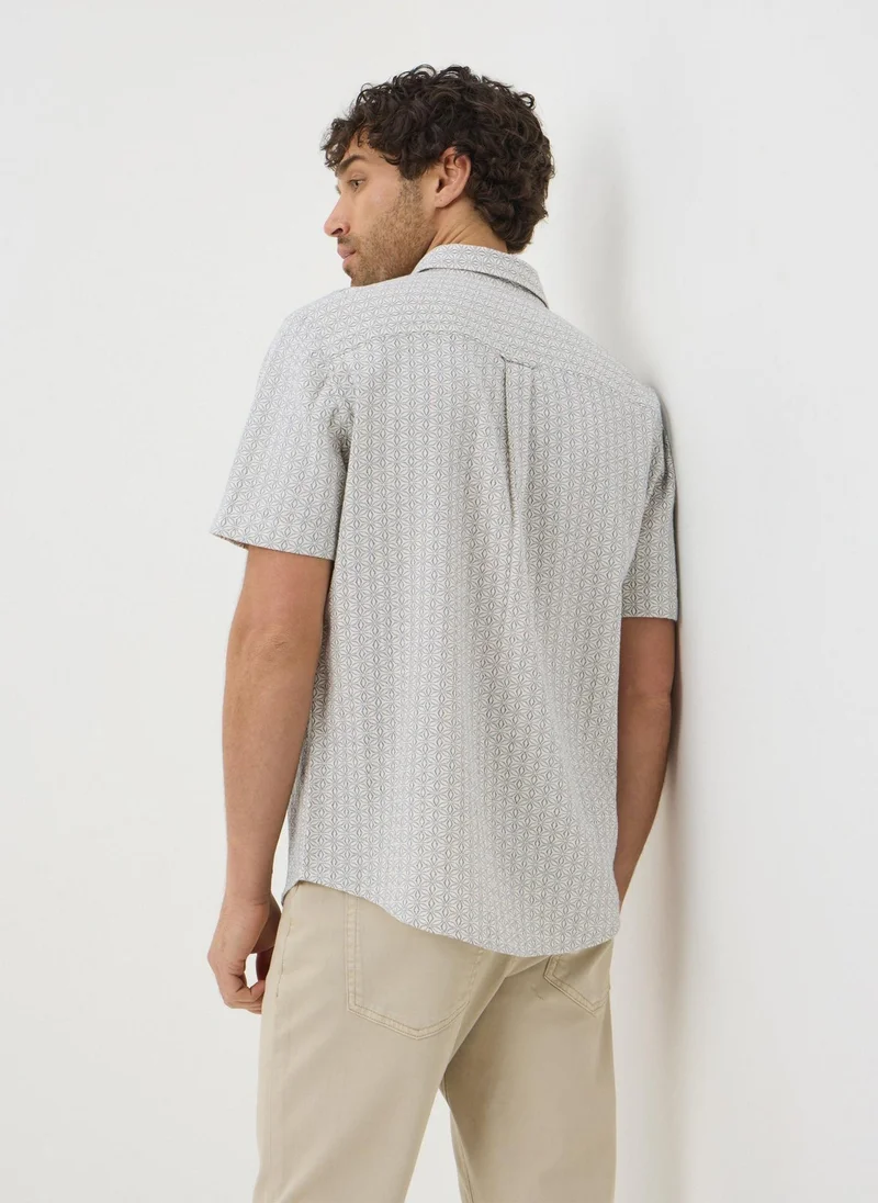 Matalan Ecru Textured Mini Geo Print Shirt