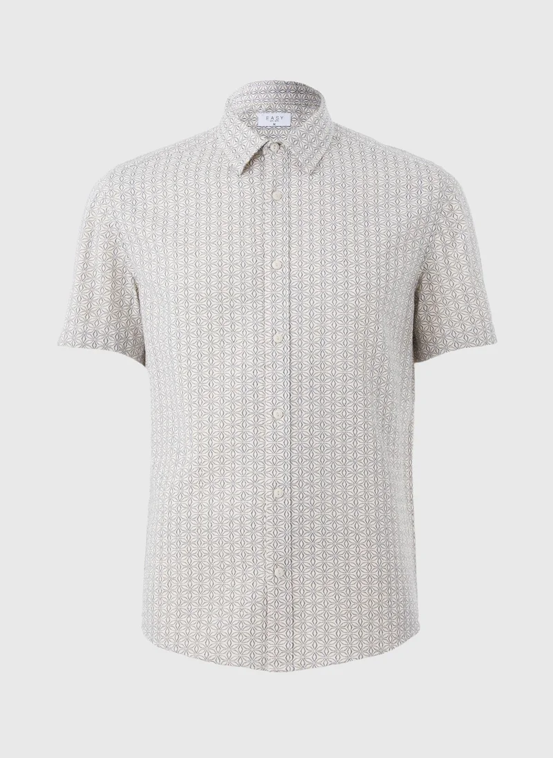 Matalan Ecru Textured Mini Geo Print Shirt