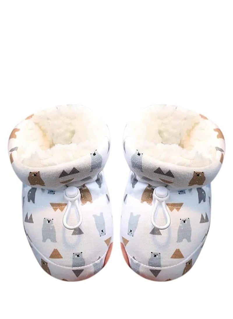 Warm Fur Baby Boots, Anti-Slip Soft Sole Warm Fur Baby Sock Shoes, Infant Unisex Warm Fur Lining Soft Boots, Fur Baby Boots with Drawstring Infant Winter Boots, Blue, 1 Pair, 11 cm  - Image 1