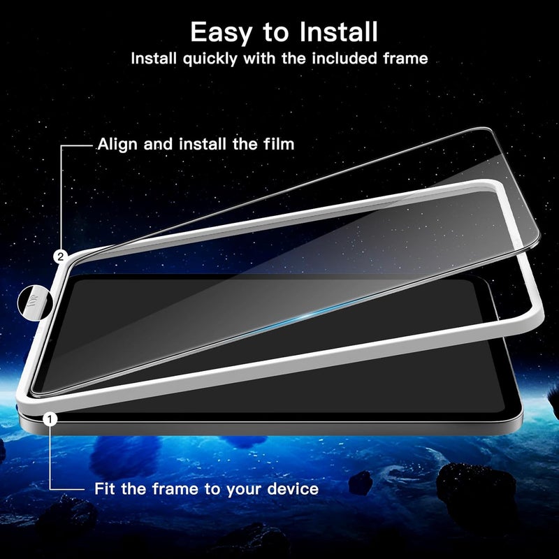 جي تيك واقي شاشة لجهاز آيباد ميني (A17 برو، موديل 2024، الجيل السابع) / آيباد ميني 6 (موديل 2021، الجيل السادس) مع إطار سهل التركيب، غشاء زجاجي مقوى، شفاف عالي الدقة، عبوة من قطعتين - Image 3