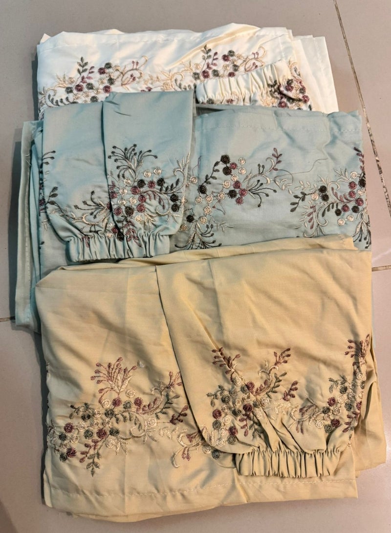 Brides Embroidered prayer shawl, cool cotton, open to wear - set of 3 pieces in different colors - Image 1