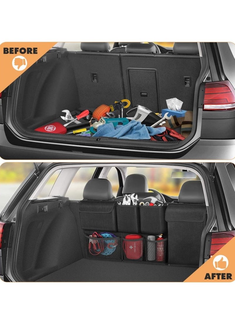 Cool Baby COOLBABY Car Trunk Organizer and Storage Removable Seat Back Hanging Storage Bag with Zipper Large Capacity Car Interior Accessories for Jeep SUV Truck (Black) - Image 3