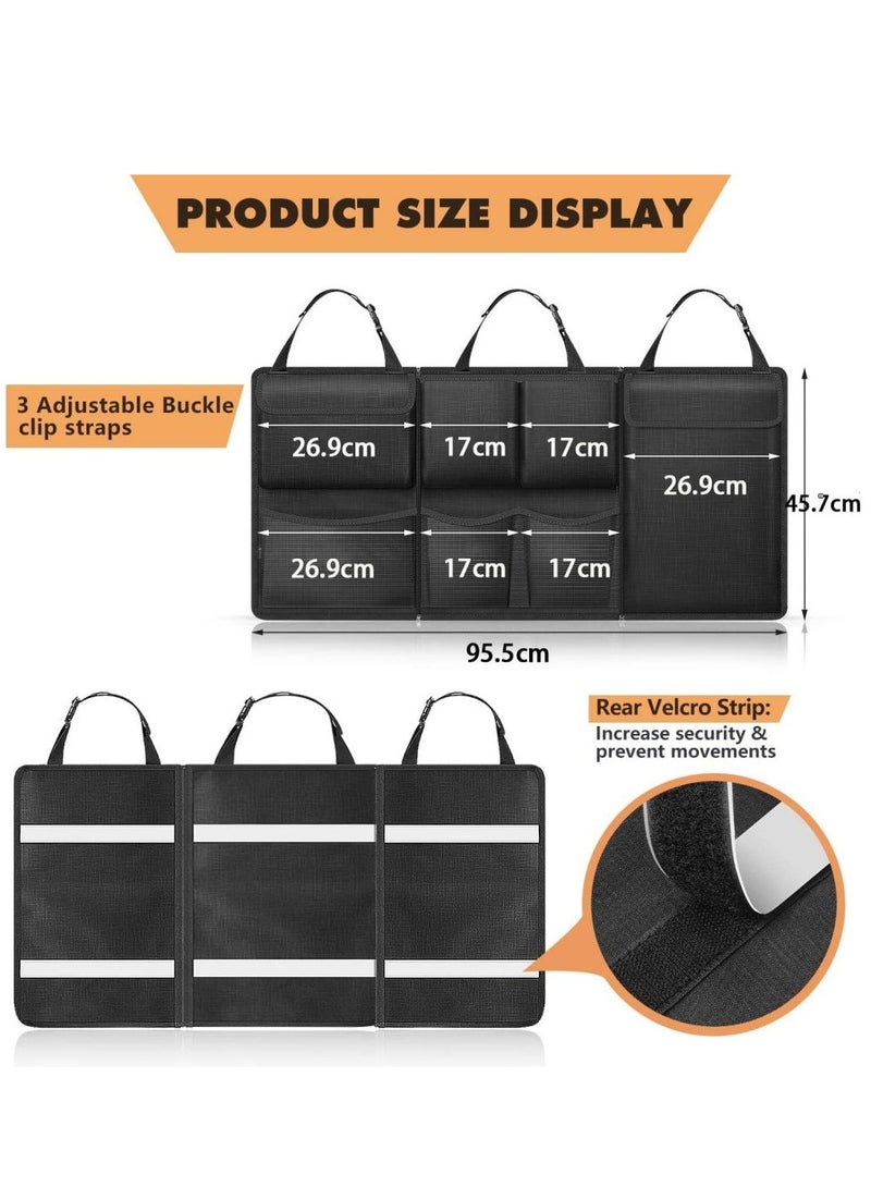 Cool Baby COOLBABY Car Trunk Organizer and Storage Removable Seat Back Hanging Storage Bag with Zipper Large Capacity Car Interior Accessories for Jeep SUV Truck (Black) - Image 5