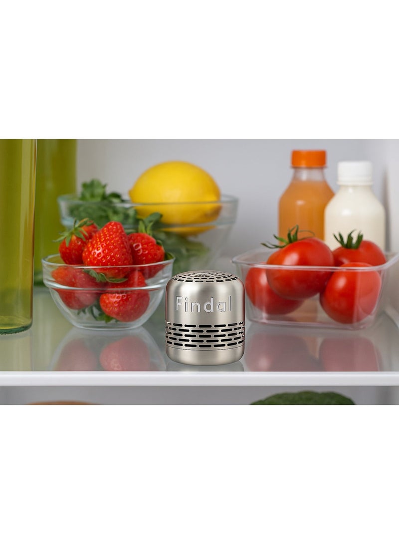 فندال فيندال مزيل روائح - مزيل روائح الثلاجة - مزيل روائح مصنوع من الفولاذ المقاوم للصدأ قابل لإعادة الاستخدام لمدة 10 سنوات - منقي هواء ممتاز غير سام للثلاجة والخزانة والسيارة - Image 2
