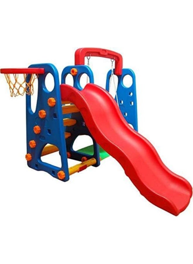 Rainbow Toys RBW TOYS 3 in 1 Slide and Swing With Basketball Set Multi Color For Kids Activities - Image 1