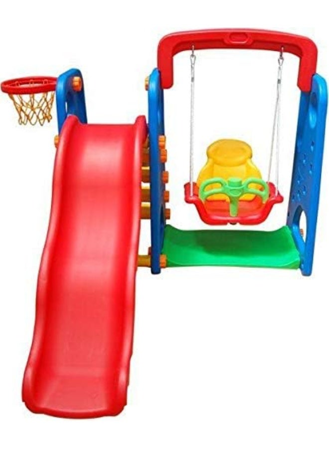 Rainbow Toys RBW TOYS 3 in 1 Slide and Swing With Basketball Set Multi Color For Kids Activities - Image 3