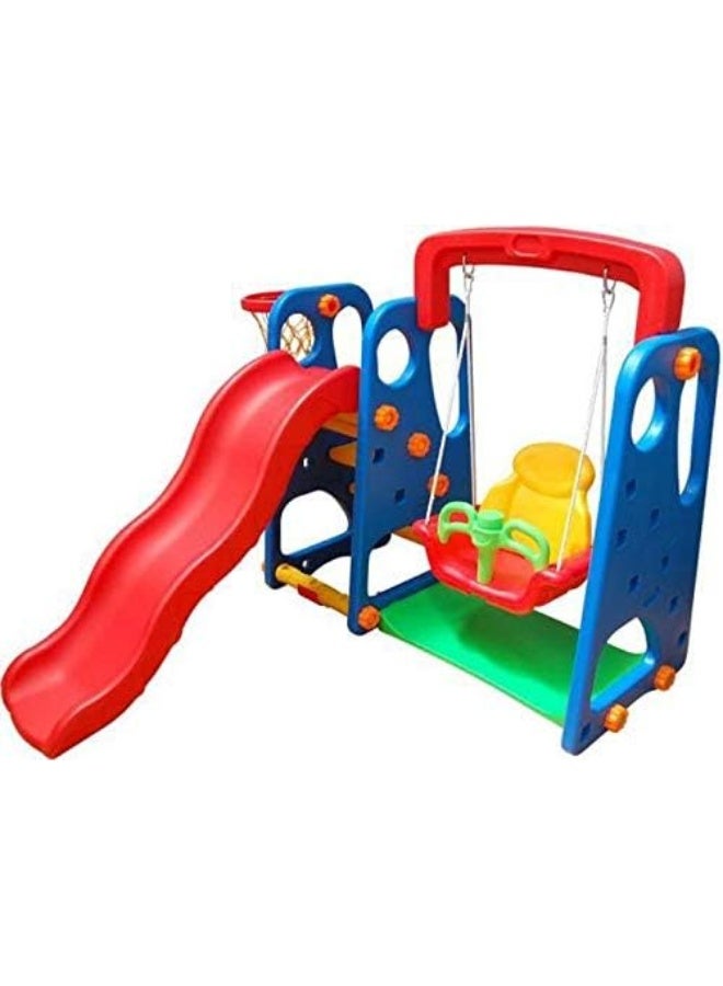 Rainbow Toys RBW TOYS 3 in 1 Slide and Swing With Basketball Set Multi Color For Kids Activities - Image 4