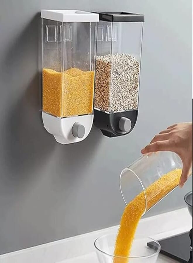 1 Piece Premium Push Button Wall Mount Container, Save Space on Kitchen Counter, Table, Drawer, Desk, Cupboard,Kitchen Storage Containers Air Tight, Transparent, Wall Mount (Black)