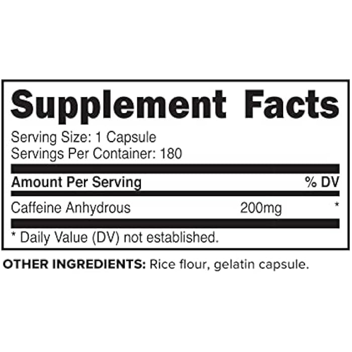 Primaforce Caffeine Pills 200mg, 180 Capsules - Image 2