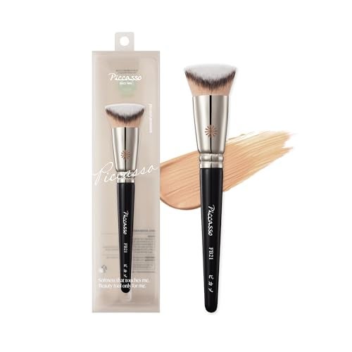Piccasso FB21 Foundation Brush - Professional V-Cut Angled Makeup Brush for Liquid & Cream - Seamless Flawless Finish K-Beauty Face Brush - High Coverage, No Streaks, Durable Synthetic Hair - Image 1
