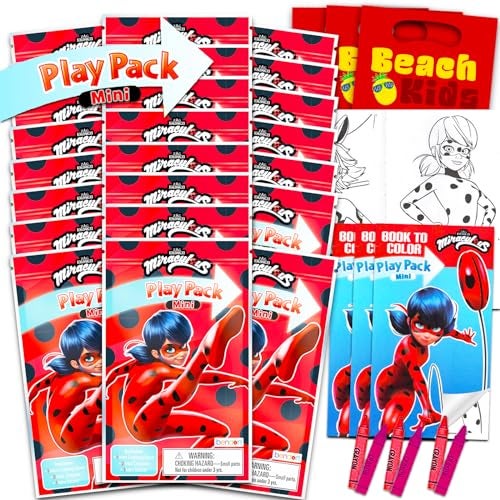Bendon Miraculous Ladybug Mini Party Favors Set for Kids Bundle with 24 Miraculous Ladybug and Cat Noir Play Packs with Coloring Pages Stickers More Miraculous Ladybug Birthday Party Supplies - Image 1