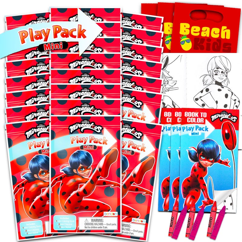 Bendon Miraculous Ladybug Mini Party Favors Set for Kids Bundle with 24 Miraculous Ladybug and Cat Noir Play Packs with Coloring Pages Stickers More Miraculous Ladybug Birthday Party Supplies - Image 2