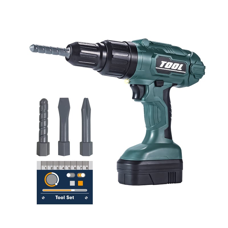 Ferthor Fun Electronic Power Drill Toy Set Kids Pretend Play Construction Tools With Realistic Light Sound Action Preschool Model Gifts for Children Toddler Boy Girl - Image 4