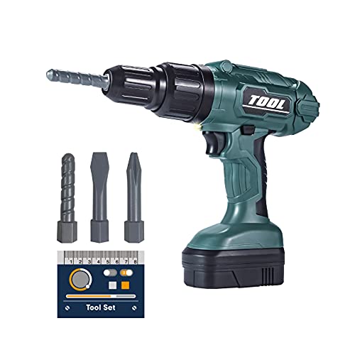 Ferthor Fun Electronic Power Drill Toy Set Kids Pretend Play Construction Tools With Realistic Light Sound Action Preschool Model Gifts for Children Toddler Boy Girl - Image 1
