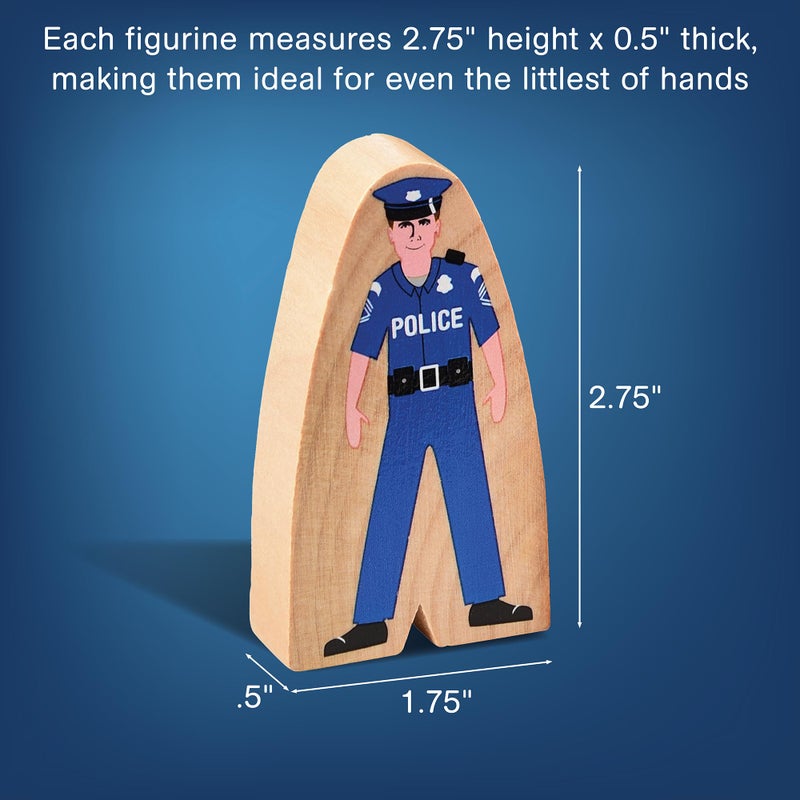 Constructive Playthings Wooden Community Helpers 25-Piece Wood Block Play Figurine Set, Freestanding Inclusive and Diverse Wood Toy Figures for Kids Ages 3+ - Image 5