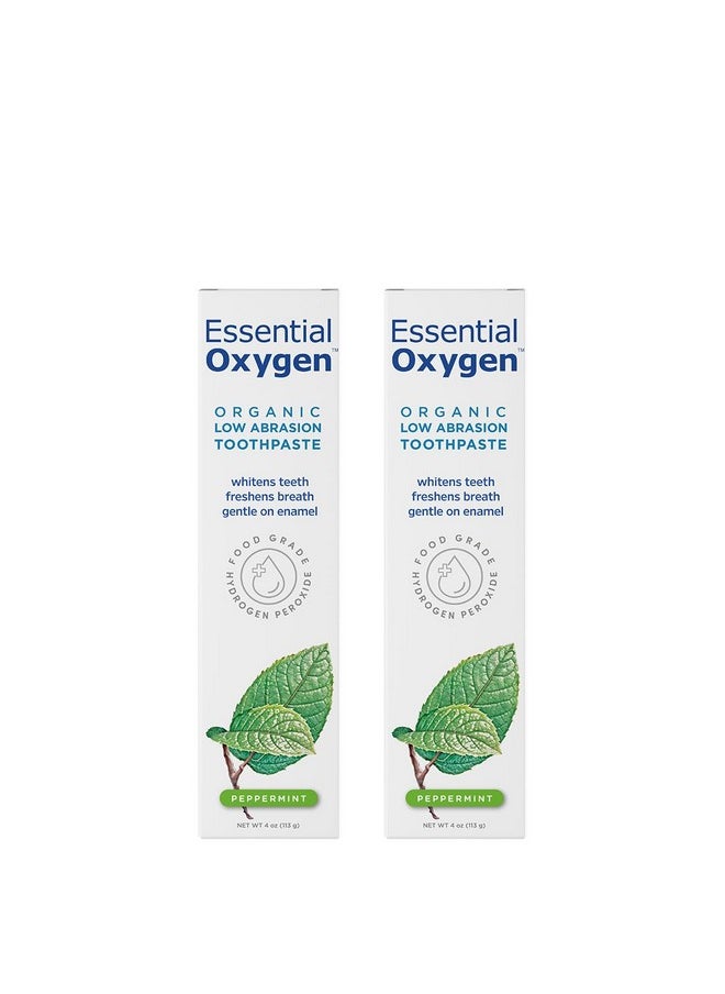 Essential Oxygen Essential Oxygen BR Certified Organic Toothpaste, for Whiter Teeth, Fresher Breath, Happier Gums, Tooth Sensitivity, Peppermint, 4 Ounce (Pack of 2)  - Image 1
