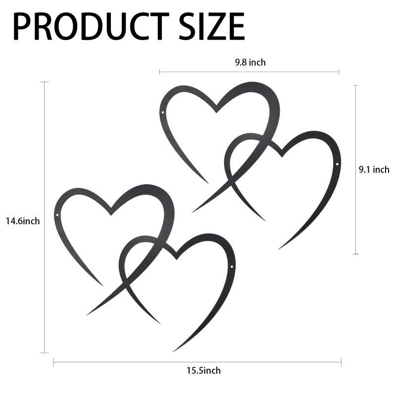 OYEFLY Infinity Heart Metal Wall Decor,Infinity Heart Wall Decor for Room Living,Wedding Decor (Black, style3 11.4 x 10.7in) - Image 2