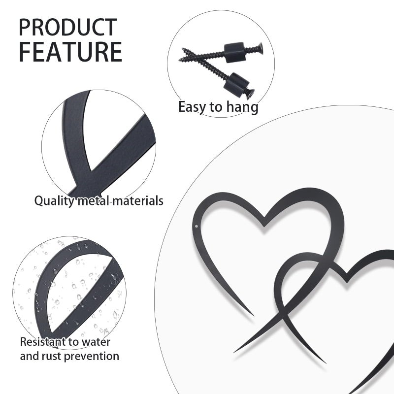 OYEFLY Infinity Heart Metal Wall Decor,Infinity Heart Wall Decor for Room Living,Wedding Decor (Black, style3 11.4 x 10.7in) - Image 3