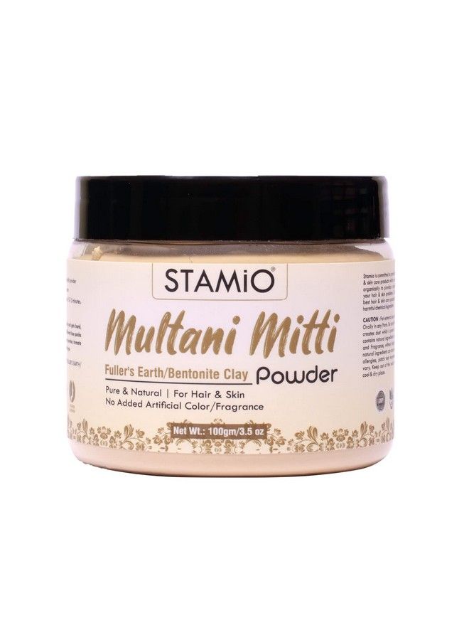 STAMIO Multani Mitti Powder For Face Pack Hair Mask Skin Care Body Diy ; Fullers Earth ; Natural Calcium Bentonite Clay ; Suitable For All Skin Types Men & Women ; In Jar 100 Gm - Image 2
