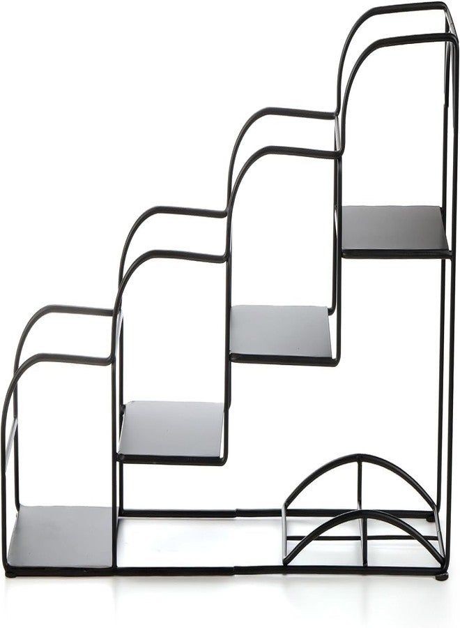 OGFC 11145 Metal 4-Tier Syrup Bottle Holder, 4 Compartment Bottle Organizer Rack, Countertop Display Storage Shelf Bottle Stand, Metal Coffee Bar Organizer for Kitchen, Black - Image 5