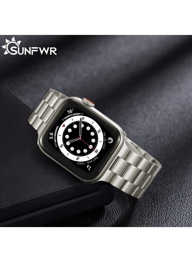 Compatible with Apple Watch Band 41mm 40mm 38mm for Women Men, Stainless Steel Metal iWatch Band with Case for Apple Watch Series 8/7/6/5/4/3/2/1/SE/SE2 (Starlight, 38mm/40mm/41mm)