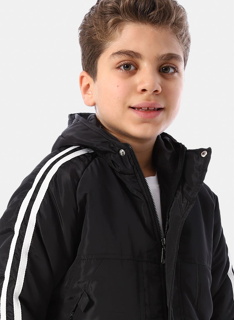 Andora Long Sleeves Hooded Neck Boys' Puffer Jacket - Black - Image 4