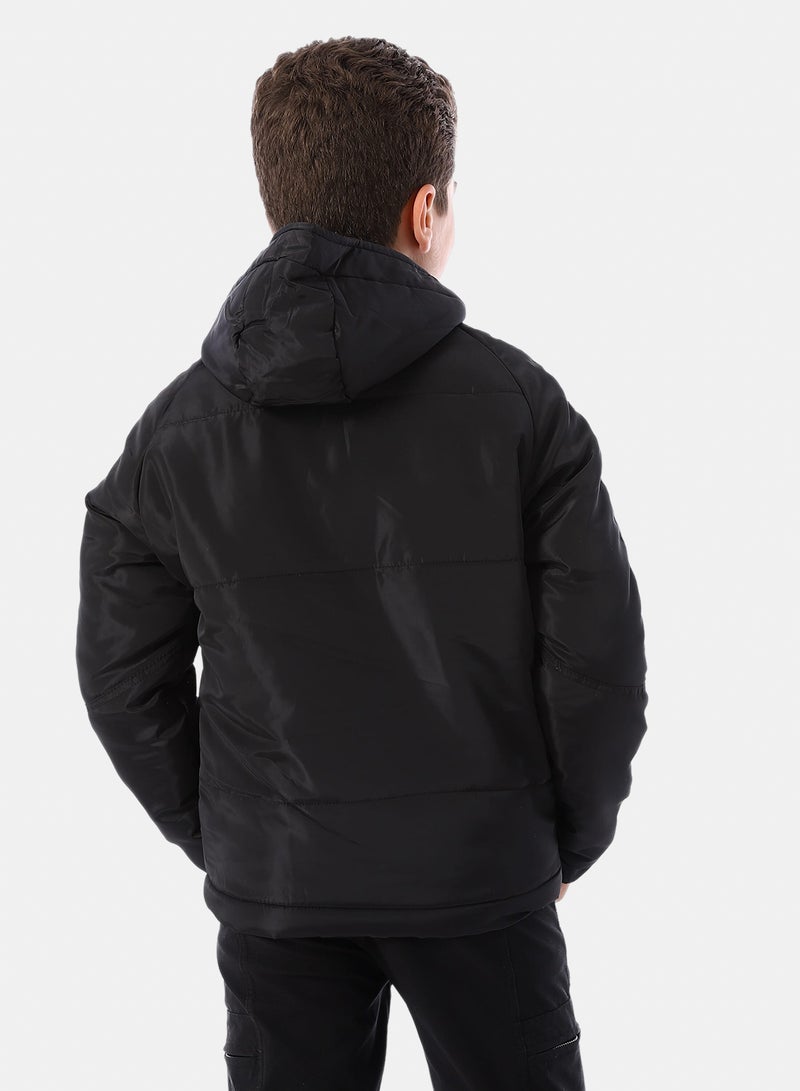 Andora Long Sleeves Hooded Neck Boys' Puffer Jacket - Black - Image 3