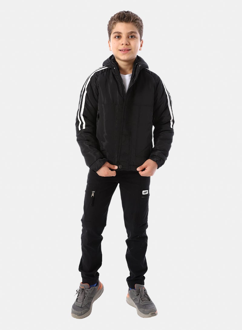Andora Long Sleeves Hooded Neck Boys' Puffer Jacket - Black - Image 5