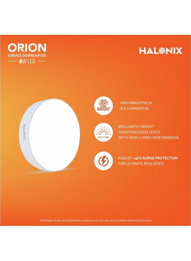Halonix هالونيكس بولي كربونات 8 واط أبيض دافئ أوريون دائري بدون حواف ضوء سقف LED | ضوء سقف LED للمنزل والمتجر والمكتب | عبوة من 2، أبيض دافئ. - Image 2