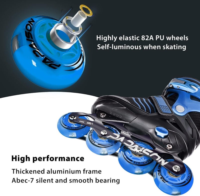 PAPAISON Adjustable Inline Skates Boys Ages 4-16, Roller Skates for Girls Kids Ages 5-8 8-12 with Full Light Up Wheels, Outdoor Skates Illuminating Skates for Children Teens Women - Image 5