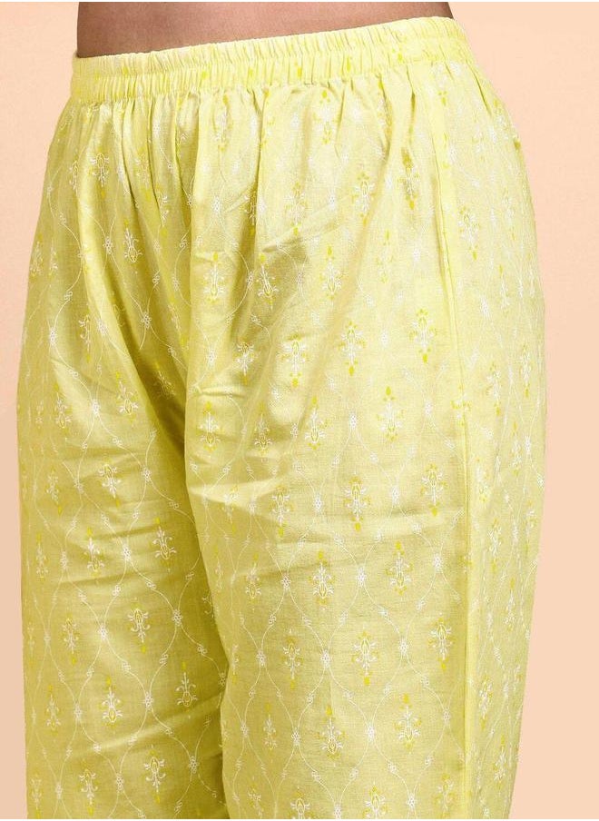 ISHIN - Embroidered Cotton A-Line Kurta and Pants with Dupatta Set by Styli - Image 1