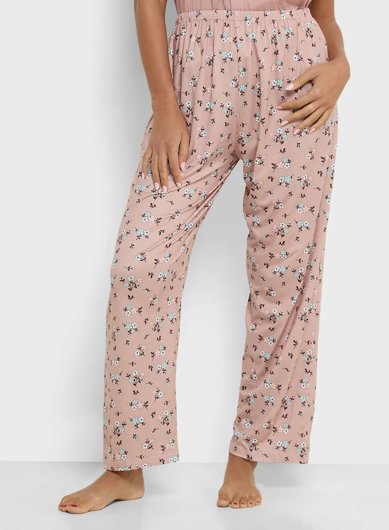 جينجر T-Shirt & Floral Printed Pyjama Set