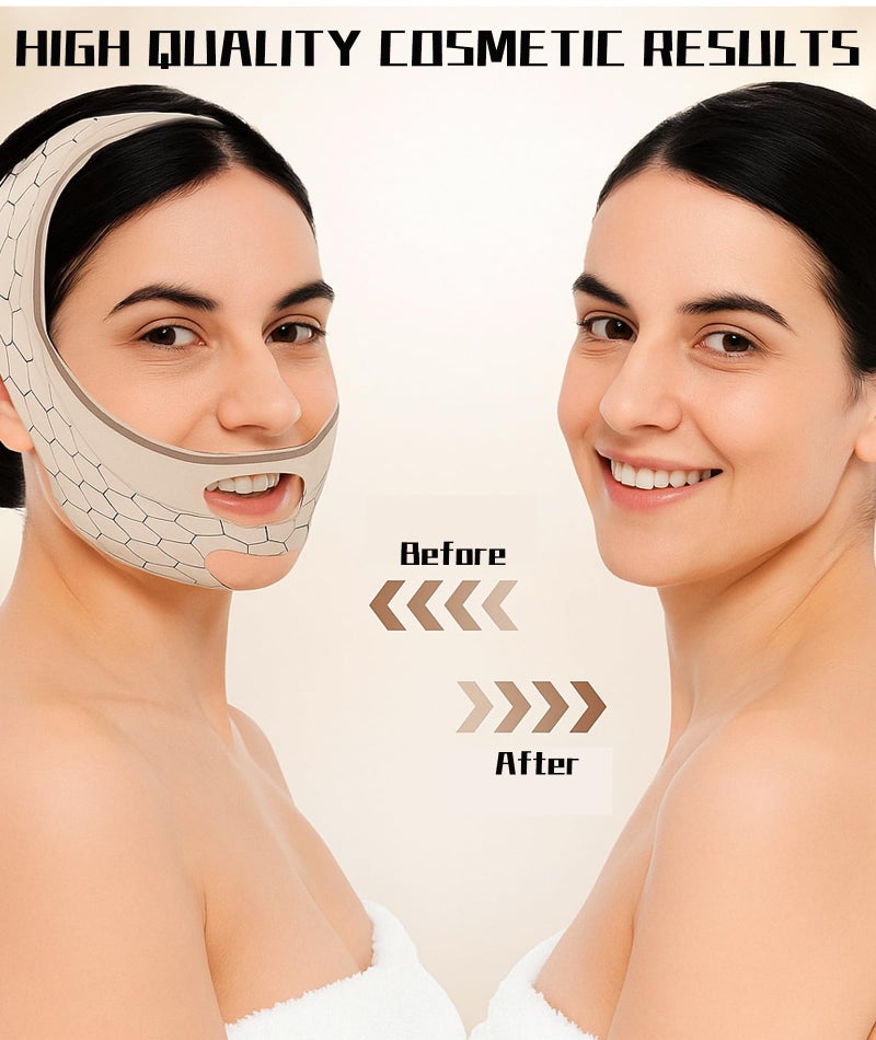 Zytiqt Face Lifting Mask, Jawline Shaper with Adjustable Strap, Double Chin Reducer for Face Contouring, Includes 1 Face Mask and 1 Skin Tone Pressure Band, Polyester Fabric - Image 5