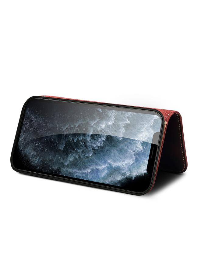 Denior Case For iPhone 13 Oil Wax Cowhide DK Magnetic Button Leather Phone Case - Image 5