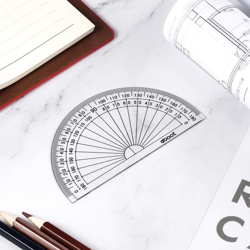 eBoot منقلة بلاستيكية لمادة الرياضيات 180 درجة 4 بوصة واضحة عبوة من 2 - Image 5