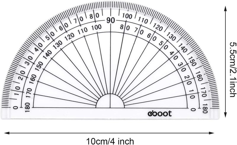 eBoot منقلة بلاستيكية لمادة الرياضيات 180 درجة 4 بوصة واضحة عبوة من 2 - Image 2
