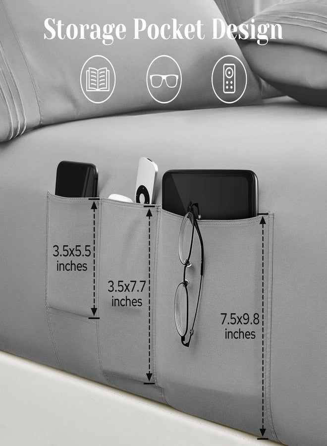 BYSURE 6 Pieces Bed Sheets Set with Pockets on Side(King, Light Grey), Sweat-Wicking Breathable Sheets, 16-inch Super Soft Hotel Embroidered Microfiber Sheet Set - Image 3
