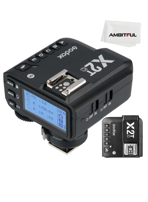 X2T-C TTL Wireless Flash Trigger for Canon, 1/8000s HSS Bluetooth Connection Supports iOS/Android App Controller, TCM Function, 5 Separate Group Buttons, New Hotshoe Locking, New AF Assist Light