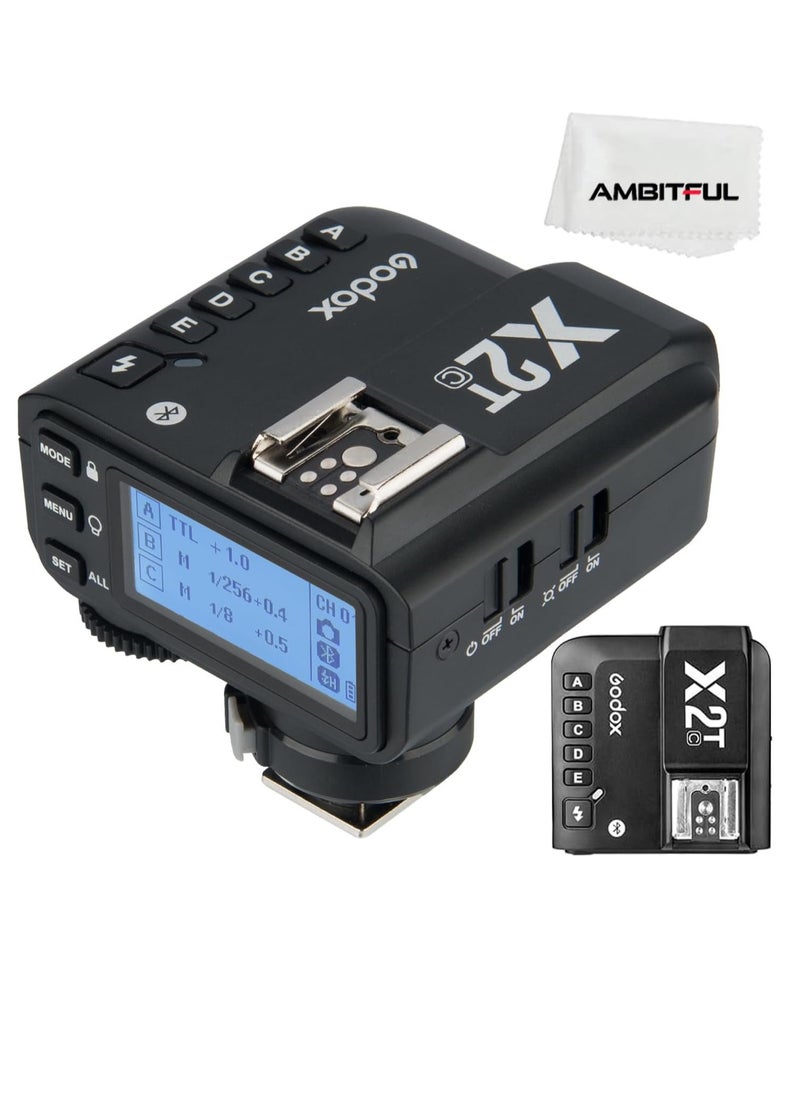 Godox X2T-C TTL Wireless Flash Trigger for Canon, 1/8000s HSS Bluetooth Connection Supports iOS/Android App Controller, TCM Function, 5 Separate Group Buttons, New Hotshoe Locking, New AF Assist Light  - Image 1