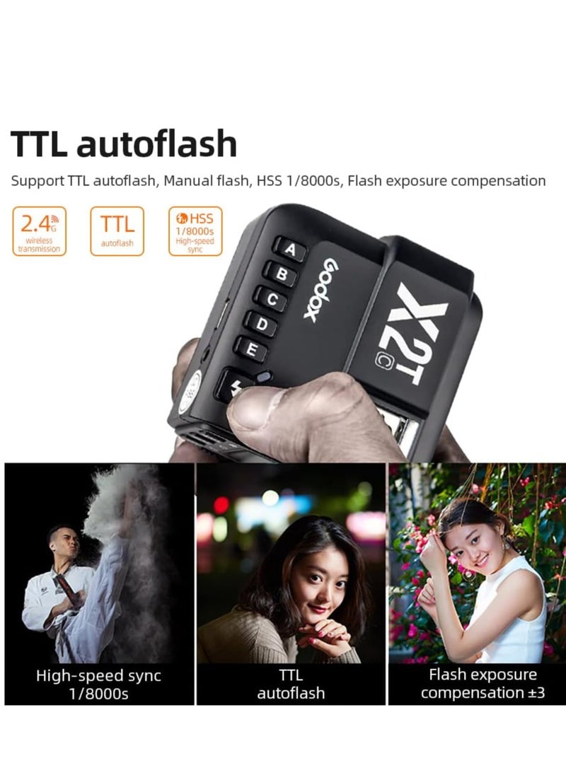 Godox X2T-C TTL Wireless Flash Trigger for Canon, 1/8000s HSS Bluetooth Connection Supports iOS/Android App Controller, TCM Function, 5 Separate Group Buttons, New Hotshoe Locking, New AF Assist Light  - Image 4