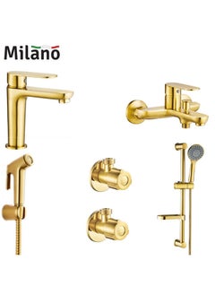 milano Verdi Collection Complete Set With Matte Color, Brass Body Complete set for Toilets, Bathroom, Lavatory Gold 