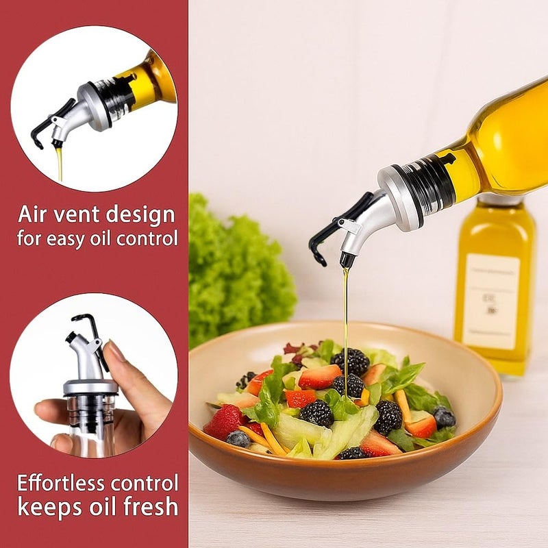 Natier 6 Oz Oil and Vinegar Bottle Cruet Set with Wire Caddy â€“ 2 Pack Glass Dispenser Bottles (No-Drip Spout) - Image 4