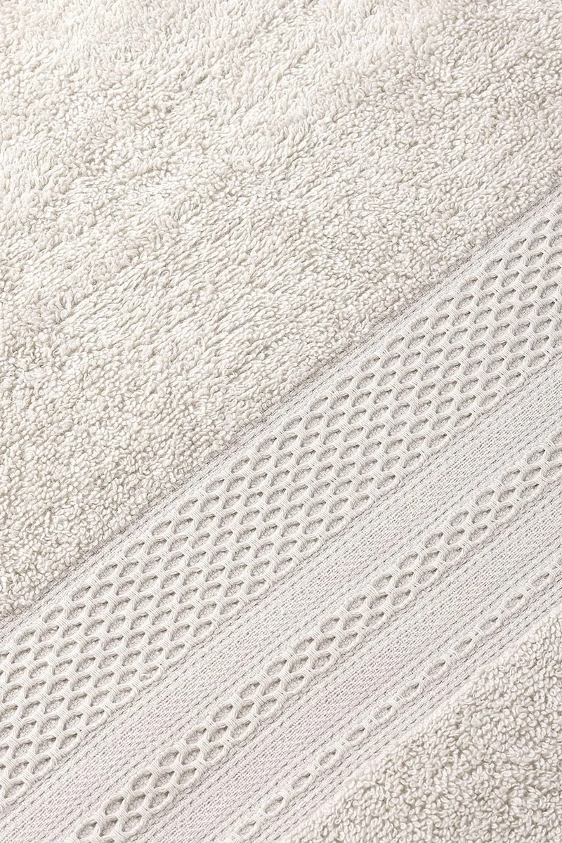 Bluenity Natural Cotton 4-Piece Bath Towel Soft Rare 90 x 150 + 50 x 90 Ecru