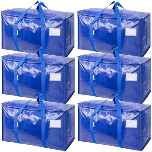 TICONN 6 Pack Extra Large Moving Bags with Zippers & Carrying Handles, Heavy-Duty Storage Tote Moving Boxes for Space Saving - Image 1