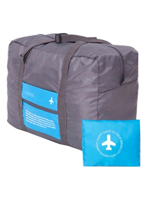 Foldable Waterproof Travel Duffle Bag With Small Case Grey/Blue