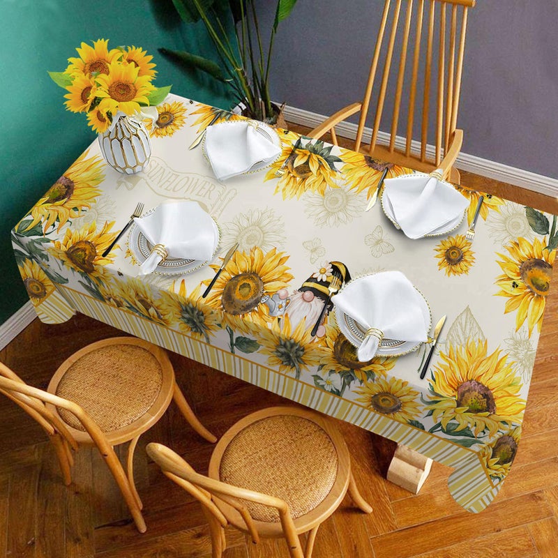 Hexagram Spring Tablecloth 60x84 Inch Rectangle, Sunflower Tablecloths Yellow Floral Table Cloth Farmhouse Season for Home Kitchen Dining Party Decor - Image 4