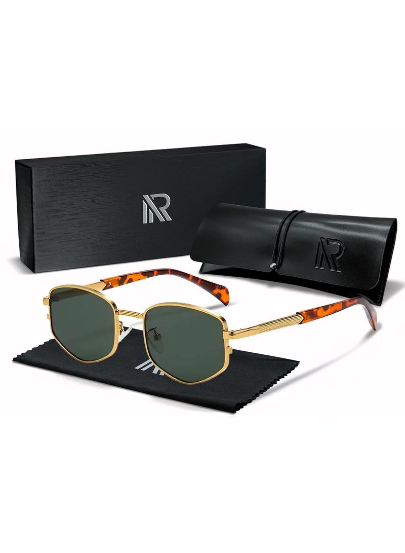 ريتي نظارة شمسية رجالي ونسائي بإطار معدني أنيق وعدسات مستقطبة مع حماية من الأشعة فوق البنفسجية | نظارات موضة فاخرة للقيادة والسفر والرحلات والأنشطة الخارجية | تصميم عصري وخفيف الوزن - Image 1