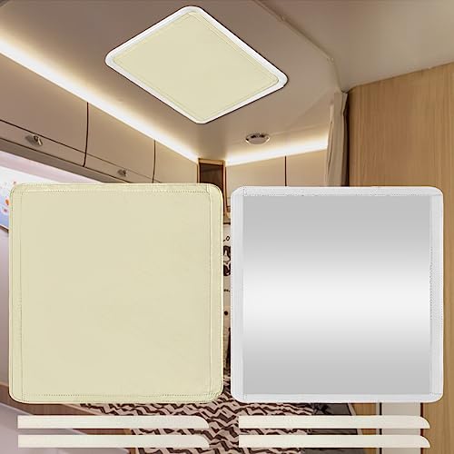 Safoner RV Roof Vent Skylight Insulator Window Cover, Sun Blackout Fabric for Camper (16 x 16 inch)- Beige - Image 1